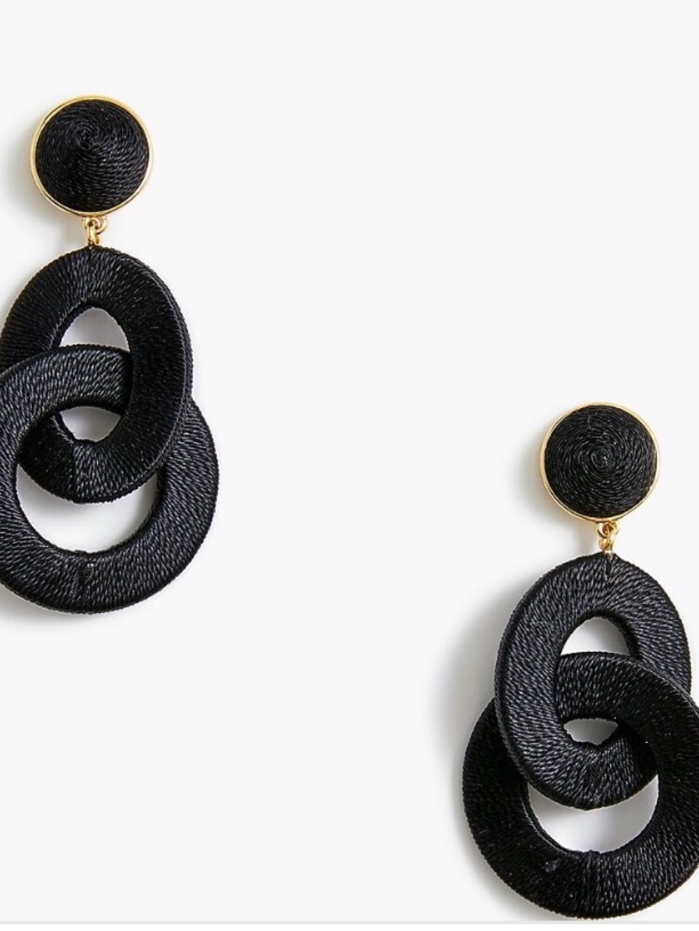 J. Crew Black Interlocking Loop Drop Earrings with Gold Accents